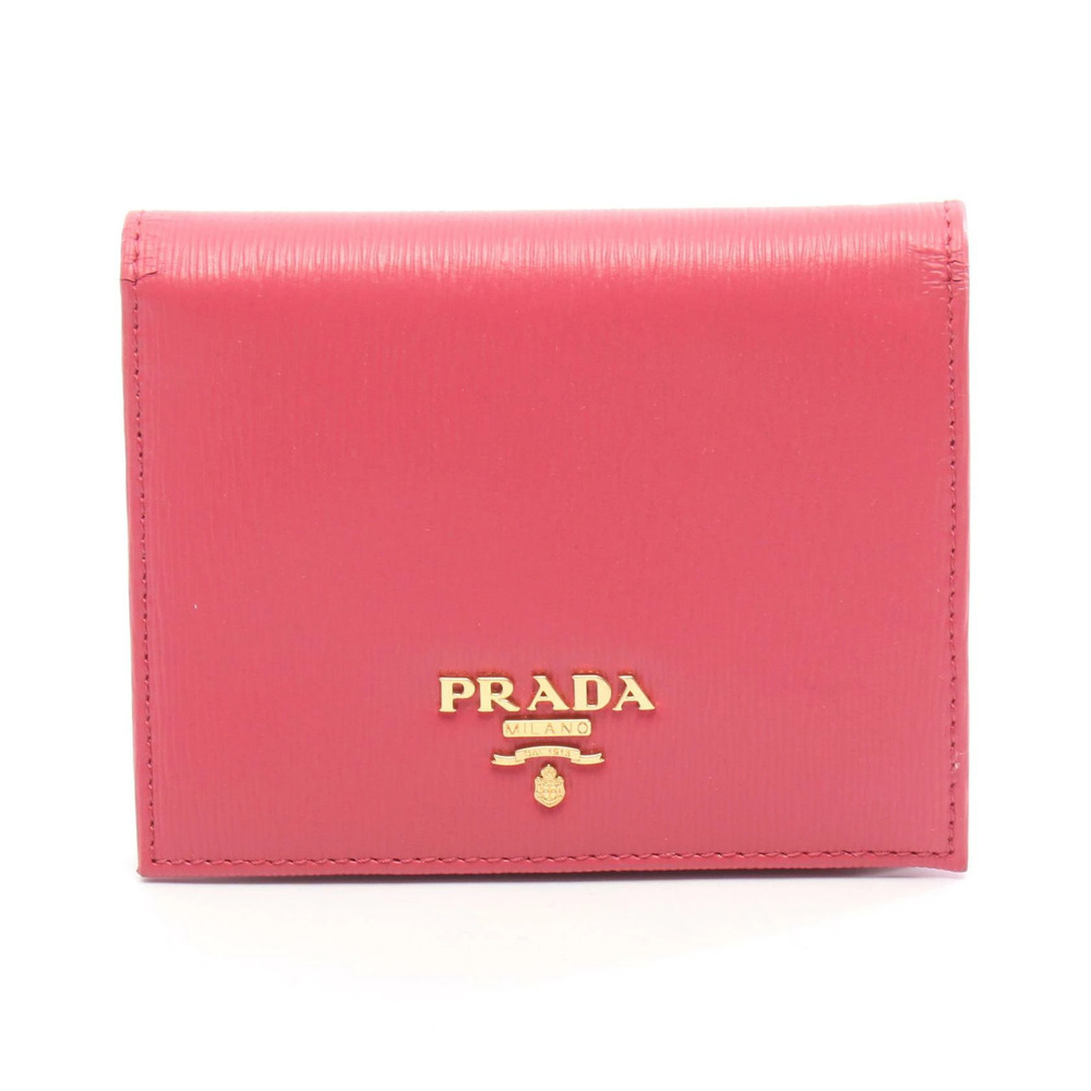 Prada VITELLO MOVE BI fold Wallet Leather Pink